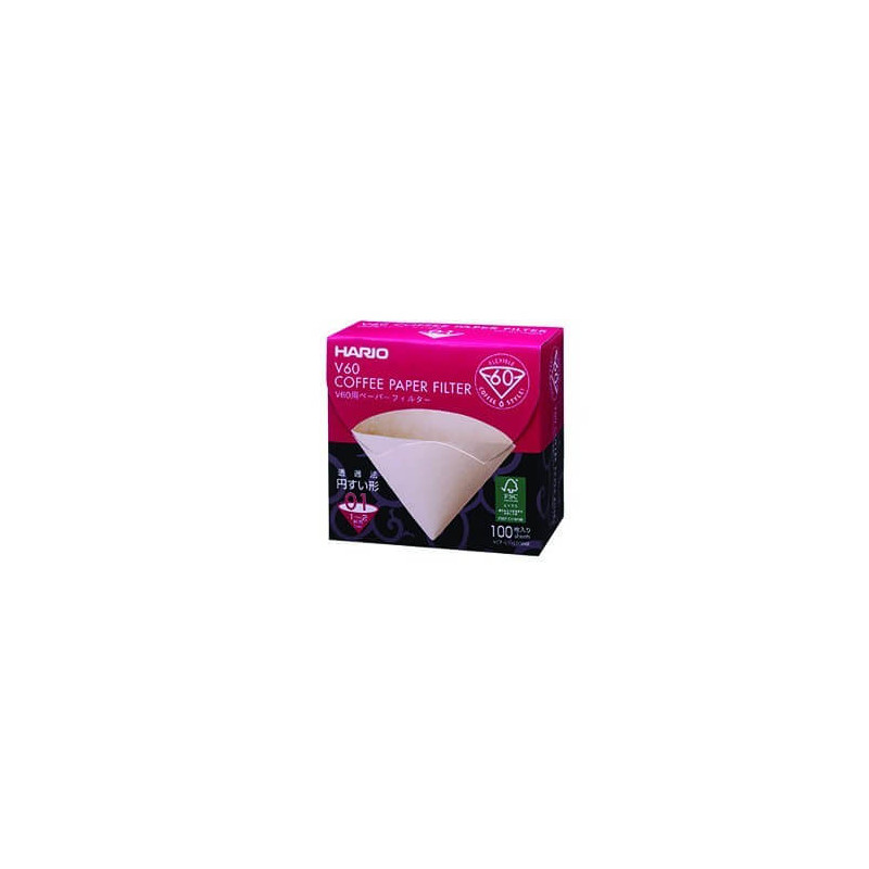 Paquet de 100 filtres naturels Hario pour Dripper 1/2 tasses 