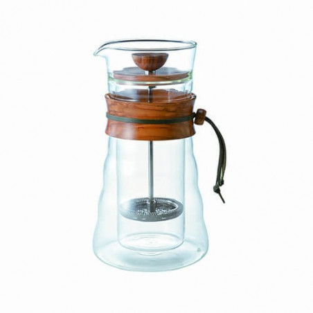 Cafetière piston en verre double paroi Hario