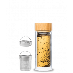 Théière en verre bambou double paroi 320 ml