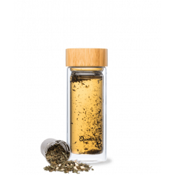 Théière en verre bambou double paroi 320 ml