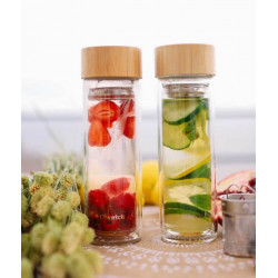 Théière en verre bambou double paroi 320 ml
