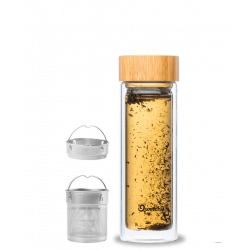 Théière en verre bambou double paroi 430 ml