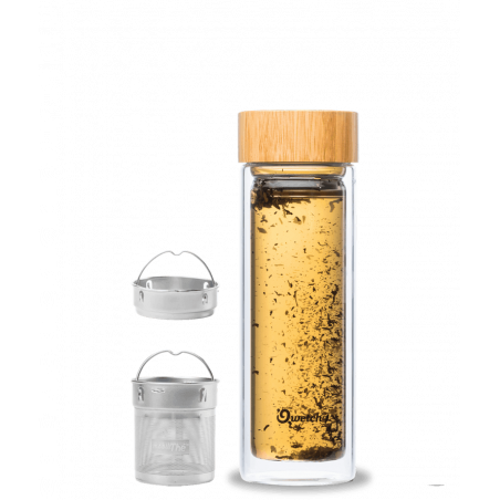 Théière en verre bambou double paroi 430 ml