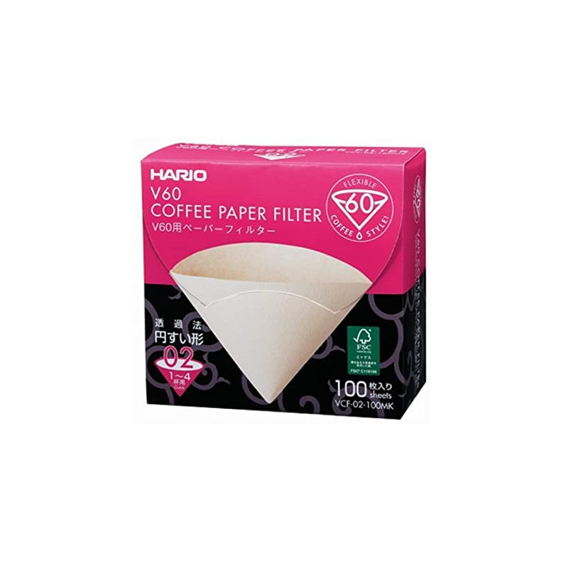 Paquet de 100 filtres blancs Hario pour Dripper 1/4 tasses