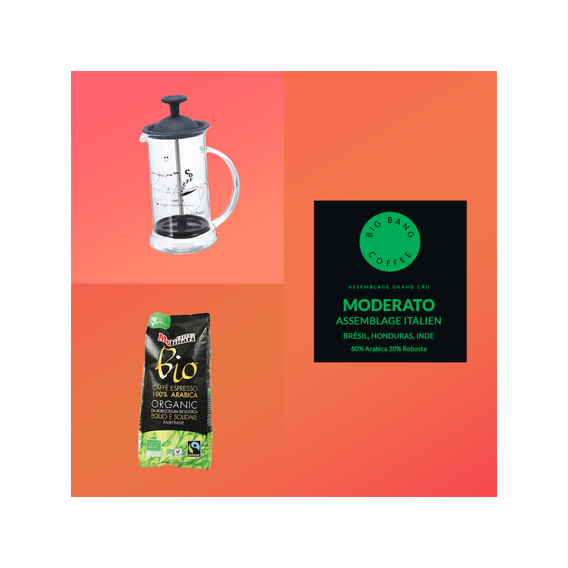 Coffret cadeau Easy Brew - French Press Basic - Bio - 2 tasses  - 1