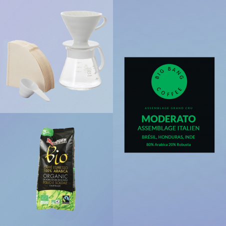 Coffret cadeau Slow Coffee Beginner - Kit V60 céramique - Moulu - 1/4 tasses  - 1