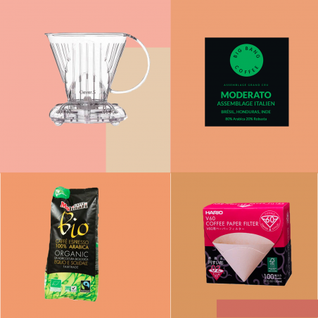 Coffret cadeau Slow Coffee Beginner - Dripper + filtres - Moulu Bio - 1/2 tasses  - 1