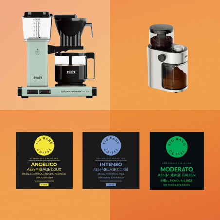 Coffret cadeau Easy Expresso - Moccamaster vintage + moulin électrique - Filtre - Grains  - 1