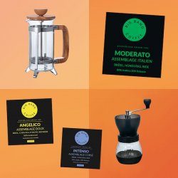 Kit découverte Easy Brew - French Press Bois + moulin - Grains - 2 tasses  - 1