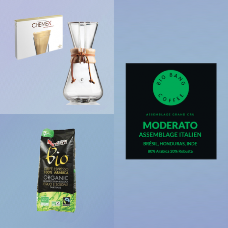 Kit découverte Vintage Coffee Lover - Chemex + filtres - Moulu - 1/3 tasses  - 1