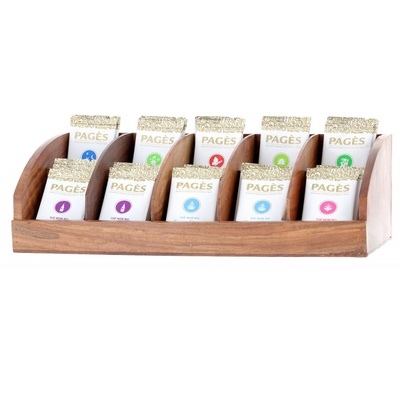 Présentoir en bois vide - 10 compartiments sachet Pagès - 1
