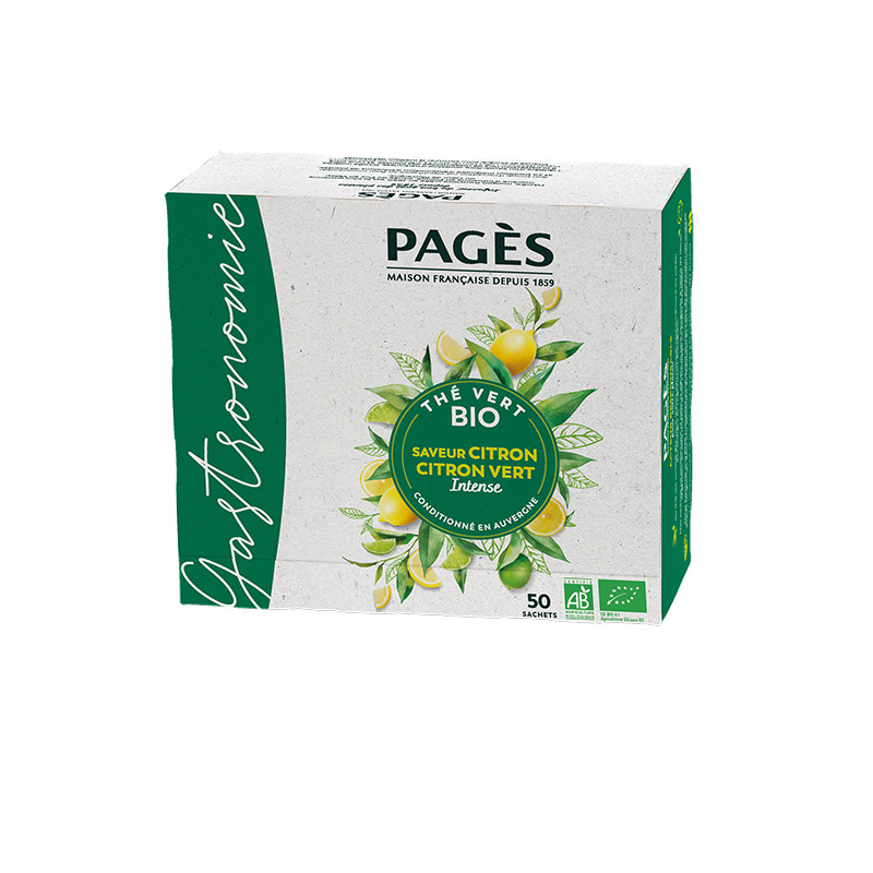 Thé vert BIO citron / citron vert 50 sachets Pagès - 1