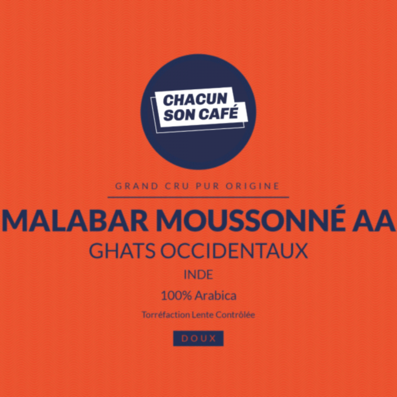 Café en Grains Inde Malabar Moussonné - 500g Chacun Son Café - 1